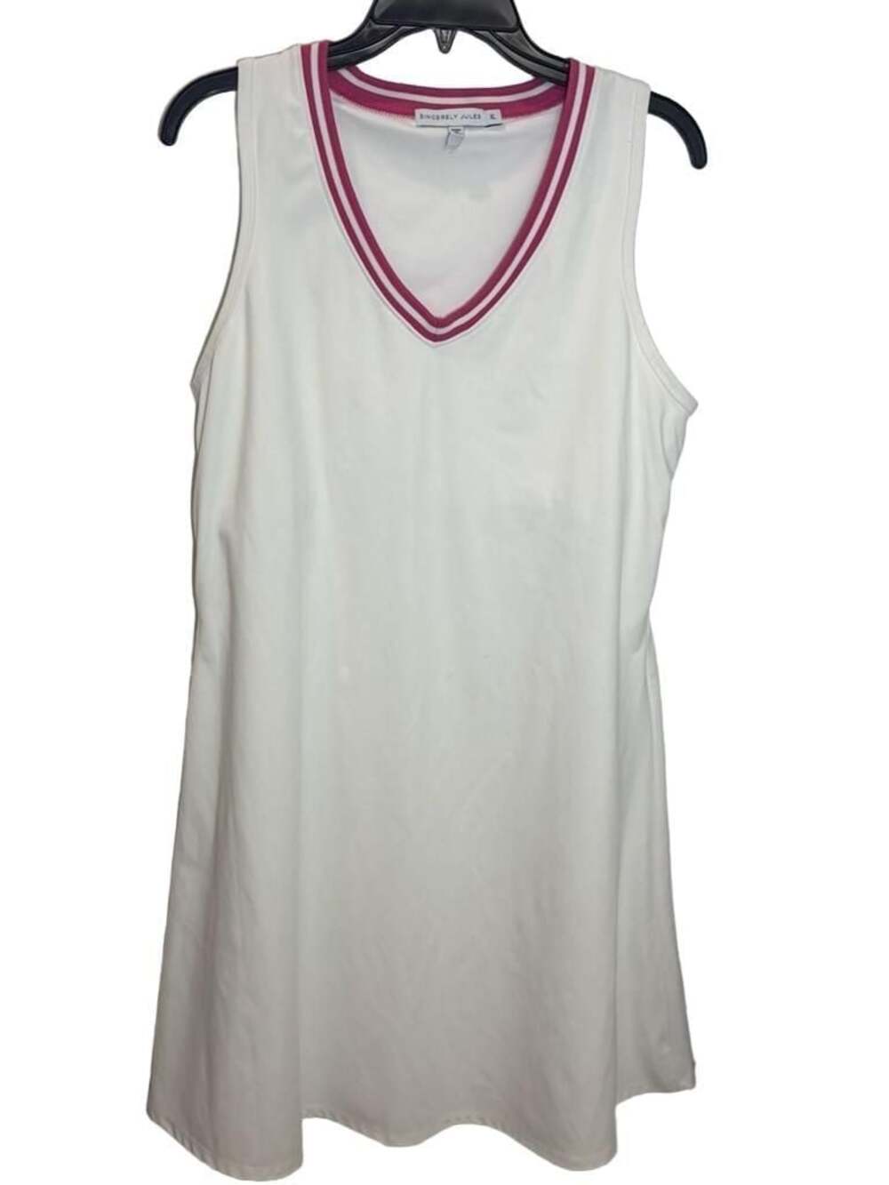 Sincerely Jules Athletic V-Neck Tennis Golf Shift Dress with Pink Trim, Size XL